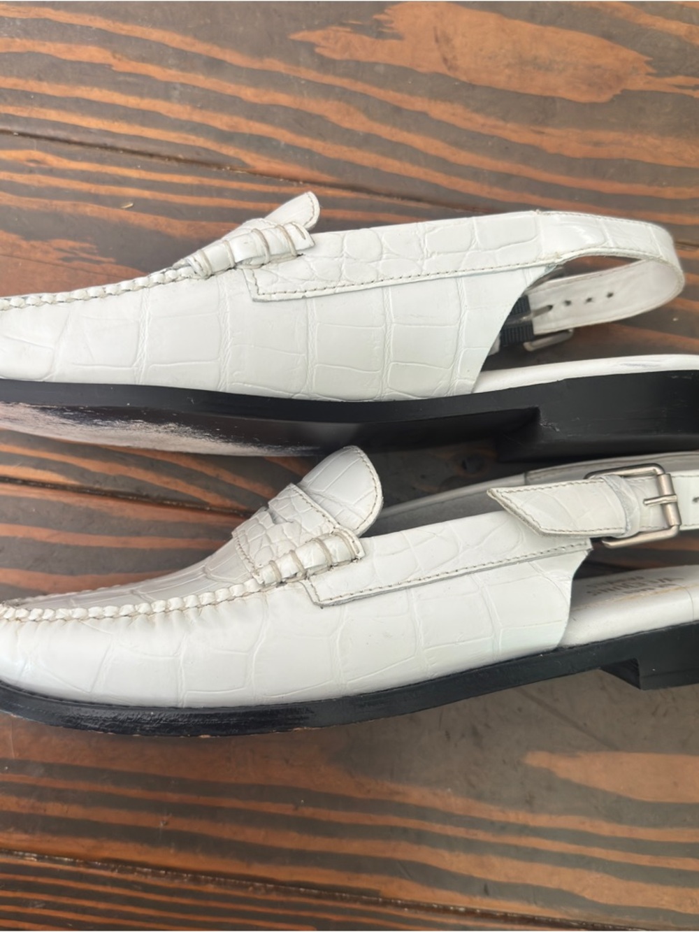 GH Bass Whitney Slingback Loafers White Croc Embossed Size 9 - Picture 4 of 5